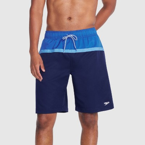 New - Speedo Men's 9" Colorblock Swim Shorts - Blue XL
