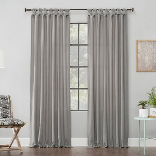 New - 63"x52" Washed Cotton Twisted Tab Light Filtering Curtain Panel Silver Gray - Archaeo