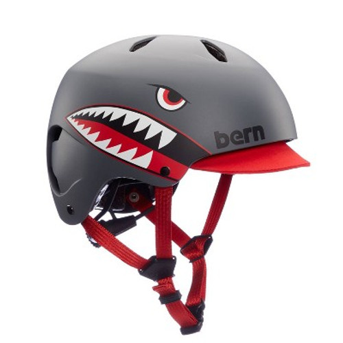 New - bern Comet Kids' Helmet - Gray Shark Graphics
