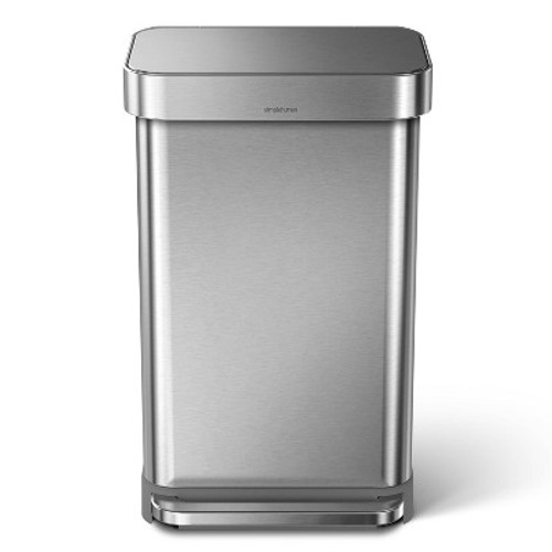 Open Box simplehuman 45L Stainless Steel Rectangular Step Trash Can Silver