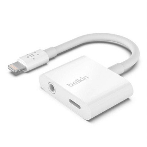 New - Belkin RockStar 3.5mm Audio Aux with Port Charge Adapter – White