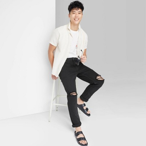 New - Men's Slim Fit Tapered Jeans - Original Use Black 40x30
