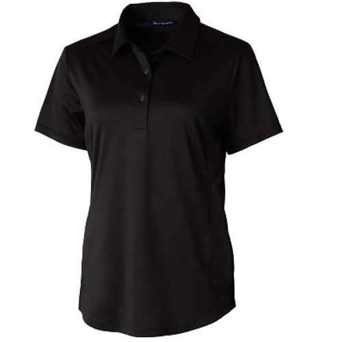 New - Cutter & Buck Prospect Textured Stretch Womens Short Sleeve Polo Shirt - Black - L