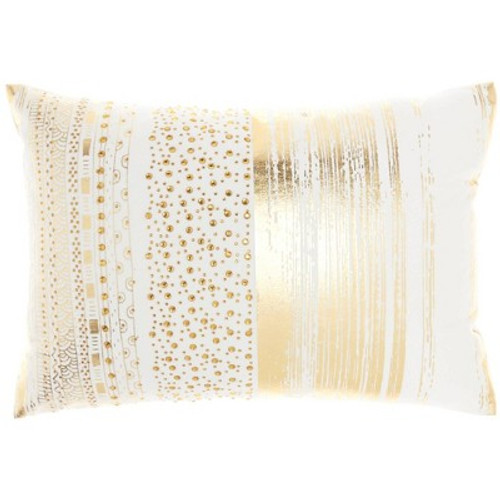 14"x20" Oversize Luminescence Metallic Printed Lumbar Throw Pillow Gold - Mina Victory
