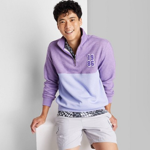 Men's Quarter Zip-Up Sweatshirt - Original Use Purple XL