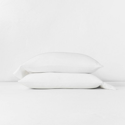Standard Linen Blend Pillowcase Set White - Casaluna