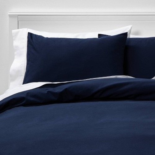 King Easy-Care Duvet Cover & Sham Set Navy - Room Essentials