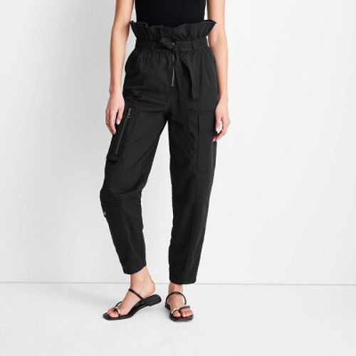 Women's High-Waisted Fold Over Cargo Pants - Future Collective with Jenny K. Lopez Black 14