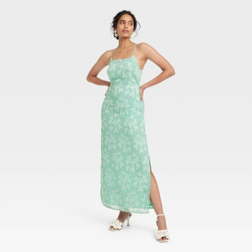 Women's Jacquard Maxi Slip Dress - A New Day™ Green L