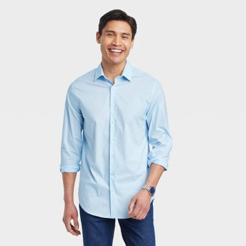 Men's Performance Dress Button-Down Shirt - Goodfellow & Co Blue XXL