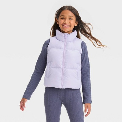 Girls' Reversible Puffer Vest - All in Motion Lilac Purple XS