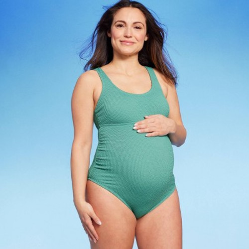 Crinkle One Piece Maternity Swimsuit - Isabel Maternity by Ingrid & Isabel Green S