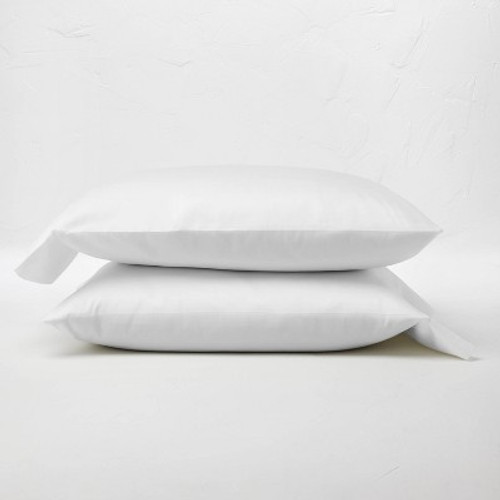 King 300 Thread Count Temperature Regulating Solid Pillowcase Set White - Casaluna