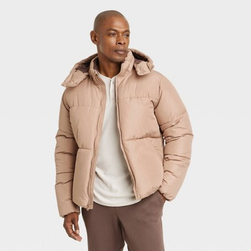 Men's Heavy Puffer Jacket - All in Motion Sand M