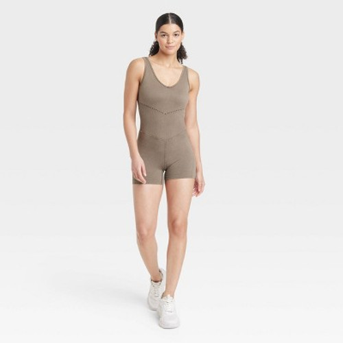Women's Seamless Short Active Bodysuit - JoyLab Taupe L