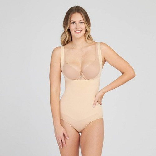 Assets by Spanx Women's Remarkable Results Open-Bust Brief Bodysuit - Beige XL