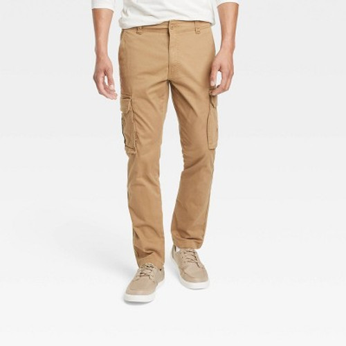 Men's Regular Fit Straight Cargo Pants - Goodfellow & Co Brown 36x34