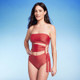 New - Women's Bandeau Cut Out One Piece Swimsuit - Shade & Shore Red S