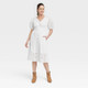 New - Women's Short Sleeve A-Line Dress - Knox Rose White L