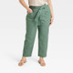 New - Women's High-Rise Tapered Ankle Tie-Front Pants - A New Day Olive 22