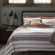 New - King Cotton Woven Stripe Duvet Cover & Sham Set White/Navy - Threshold