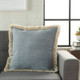 New - 18"x18" Life Styles Stonewash Square Throw Pillow with Fringe Blue - Mina Victory