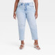 New - Women's High-Rise Cropped Slim Straight Jeans - Ava & Viv Light Blue Denim 17