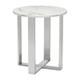 Open Box Modern Round Faux Marble Side Table - Stone, Brushed Stainless Steel - Zm Home