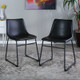 Open Box Set of 2 Laslo Modern Upholstered Faux Leather Dining Chairs Black - Saracina Home