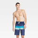 New - Men's 10" Ocean Striped Swim Shorts - Goodfellow & Co Dark Blue 33