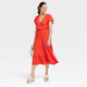 New - Women's Flutter Short Sleeve Tiered A-Line Dress - Knox Rose Orange XS