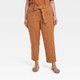 New - Women's High-Rise Tapered Ankle Tie-Front Pants - A New Day Brown 17