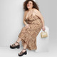 New - Women's High-Low Hem Chiffon Dress - Wild Fable Cognac Tiger Print XXL