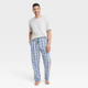 New - Hanes Premium Men's 2pk Plaid Pajama Set - Blue M