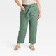 New - Women's High-Rise Tapered Ankle Tie-Front Pants - A New Day Olive 26