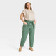 New - Women's High-Rise Tapered Ankle Tie-Front Pants - A New Day Olive 26