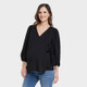New - 3/4 Sleeve Wrap Maternity Top - Isabel Maternity by Ingrid & Isabel Black XS