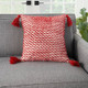 New - 18"x18" Loops Striped Square Throw Pillow with Tassels Red - Mina Victory