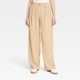 New - Women's High-Rise Relaxed Fit Full Length Baggy Wide Leg Trousers - A New Day Tan 4