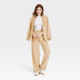 New - Women's High-Rise Relaxed Fit Full Length Baggy Wide Leg Trousers - A New Day Tan 8
