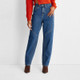 New - Women's Western Seamed Straight Denim Pant - Future Collective with Reese Blutstein Dark Blue 2
