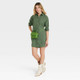 New - Women's Long Sleeve Mini Shirtdress - Universal Thread Green S
