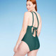 Open Box Women's One Shoulder Plunge Cut Out One Piece Swimsuit - Shade & Shore Green M