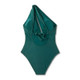 Open Box Women's One Shoulder Plunge Cut Out One Piece Swimsuit - Shade & Shore Green M