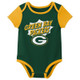 New - NFL Green Bay Packers Infant Boys' AOP 3pk Bodysuit - 12M