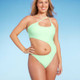 New - Women's One Shoulder Cut Out One Piece Swimsuit - Wild Fable Light Green S