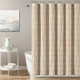 New - Waffle Striped Woven Cotton Shower Curtain Beige - Lush Décor