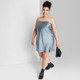 New - Women's Satin Tube Dress - Wild Fable Slate Blue XXL