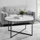 New - Vivian Glam X Leg Round Coffee Table Faux White Marble/Black - Saracina Home