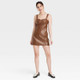 New - Women's Faux Leather Bodycon Dress - A New Day Dark Brown S